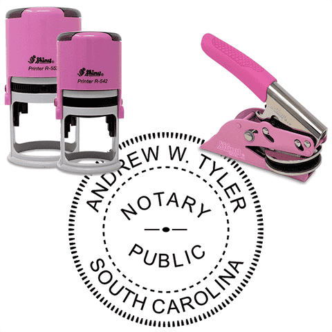 South Carolina Notary Pink - Round Design Seal
