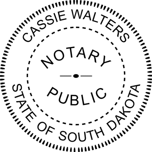 South Dakota Notary Pink Seal - Round Design Imprint Example
