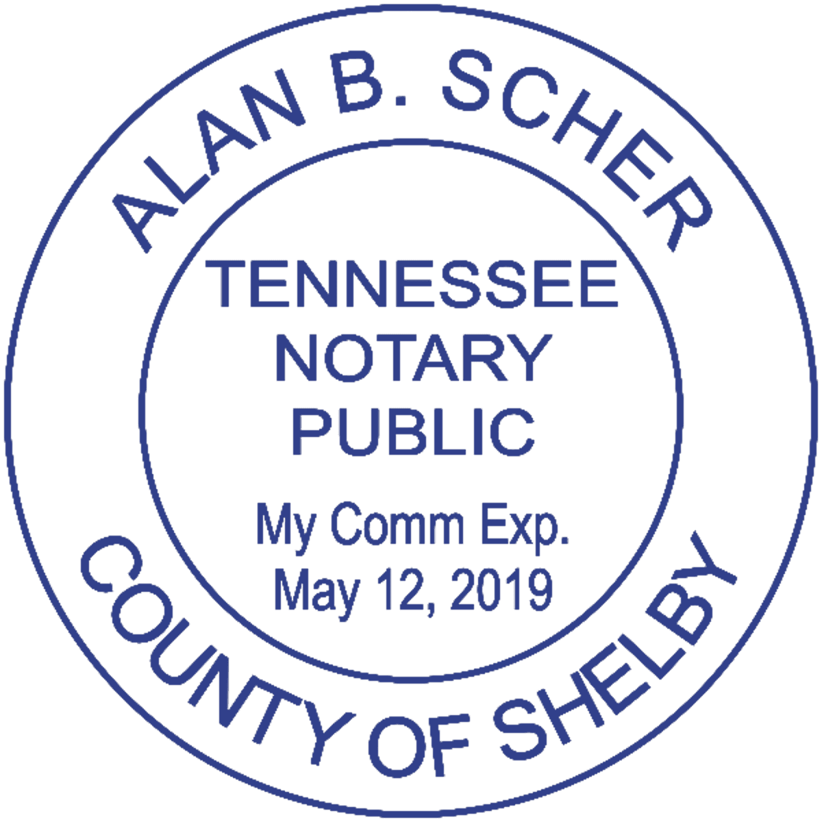 Tennessee Notary Pink Stamp - Round Design Imprint Example