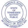 Tennessee Notary Pink Stamp With Date Below - Round Design Imprint Example