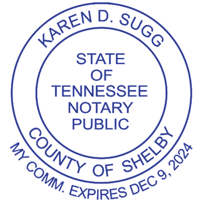 Tennessee With Date Below Pink Round Notary Stamp - alternate view