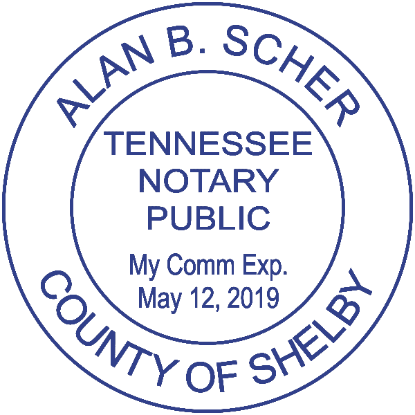 Tennessee Notary Pink Stamp Without Date - Round Design Imprint Example
