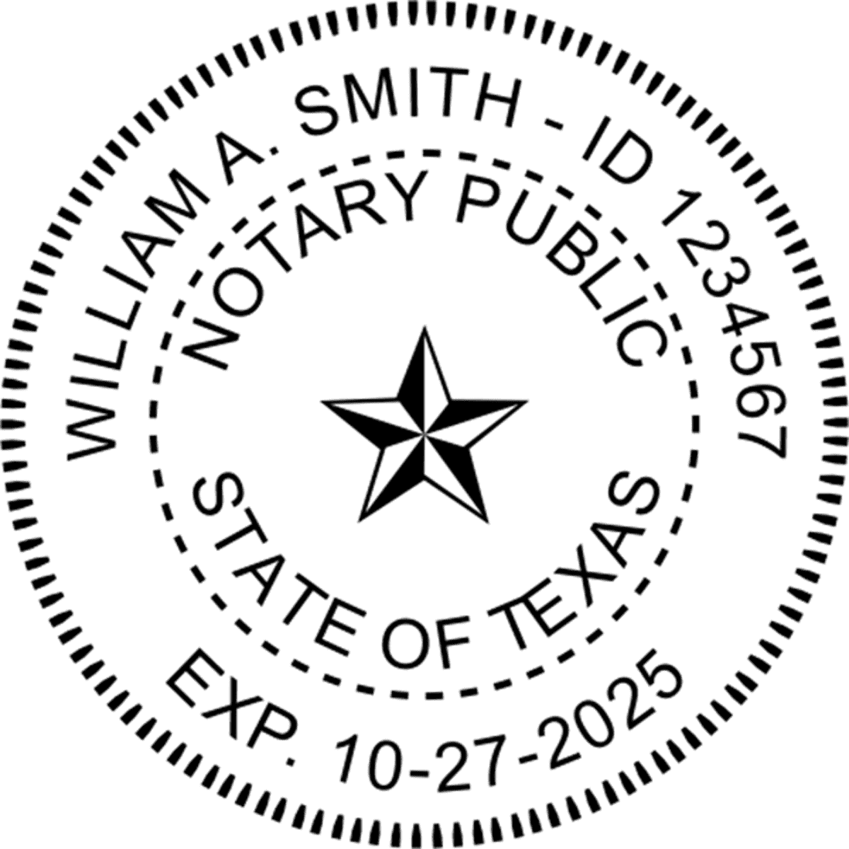 Texas Notary Pink - Round Design Imprint Example