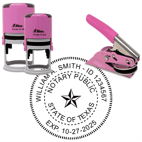 Texas Notary Pink - Round Design Seal