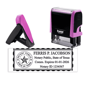 Texas Notary Pink Stamp - Rectangle