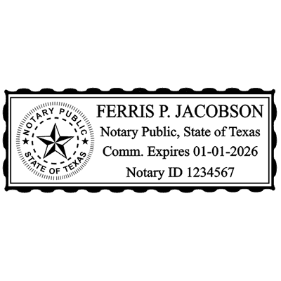 Texas Notary Pink Stamp - Rectangle Imprint Example