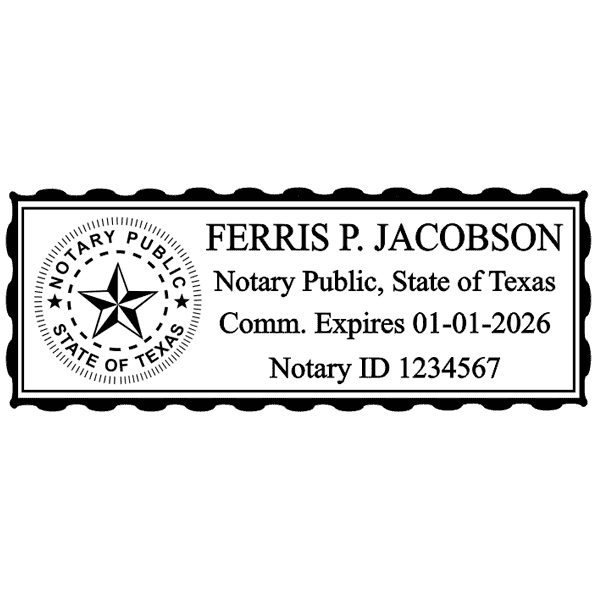 Texas Pink Rectangle Notary Stamp
