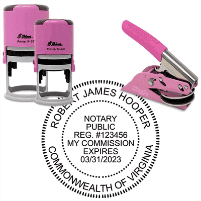 Virginia Notary Pink - Round Design Seal - alternate view