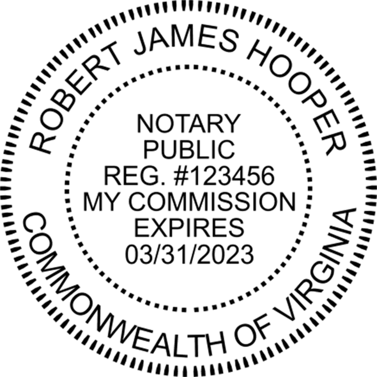 Virginia Notary Pink - Round Design Imprint Example