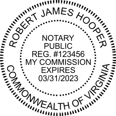 Virginia Notary Pink - Round Design Imprint Example