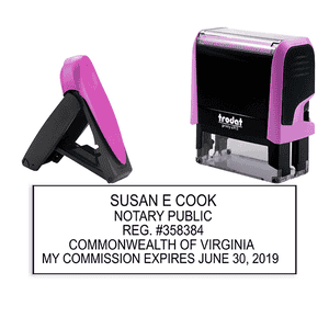 Virginia Notary Pink Stamp - Rectangle