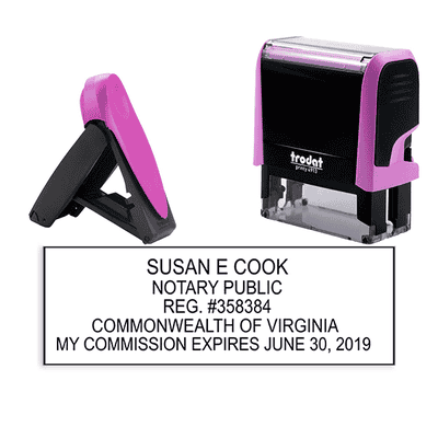 Virginia Pink Rectangle Notary Stamp - alternate view