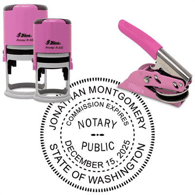 Washington Notary Pink - Round Design Seal - alternate view