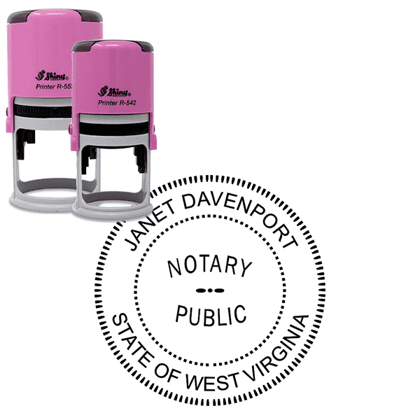 West Virginia Pink Round Notary Stamp