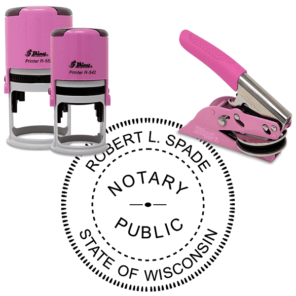 Wisconsin Notary Pink - Round Design Seal