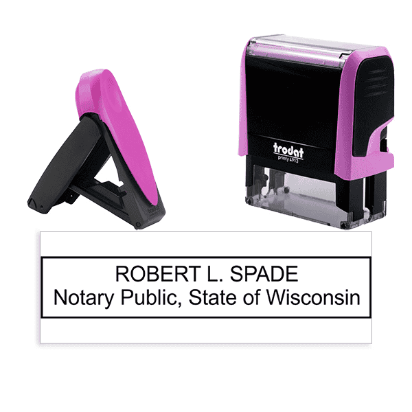 Wisconsin Pink Rectangle Notary Stamp