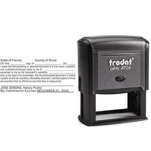 Florida Certified True Copy Notary Stamp Body and Design
