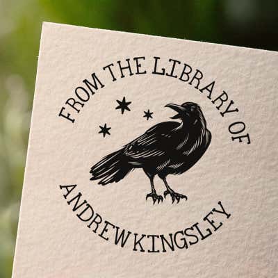 Dark Raven Custom Book Stamp - alternate view