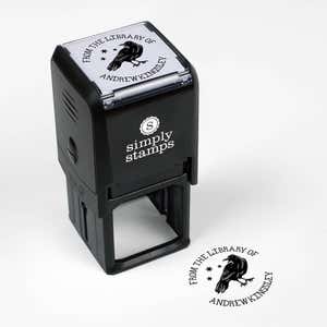 Library book stamp impression and self-inking stamp body with white background