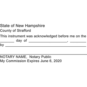 New Hampshire Acknowledgment Notary Stamp Imprint Example
