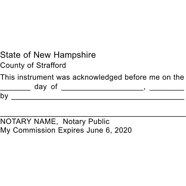New Hampshire Acknowledgment Notary Stamp Imprint Example