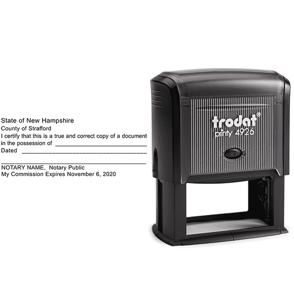 New Hampshire Certified True Copy Notary Stamp Body and Design