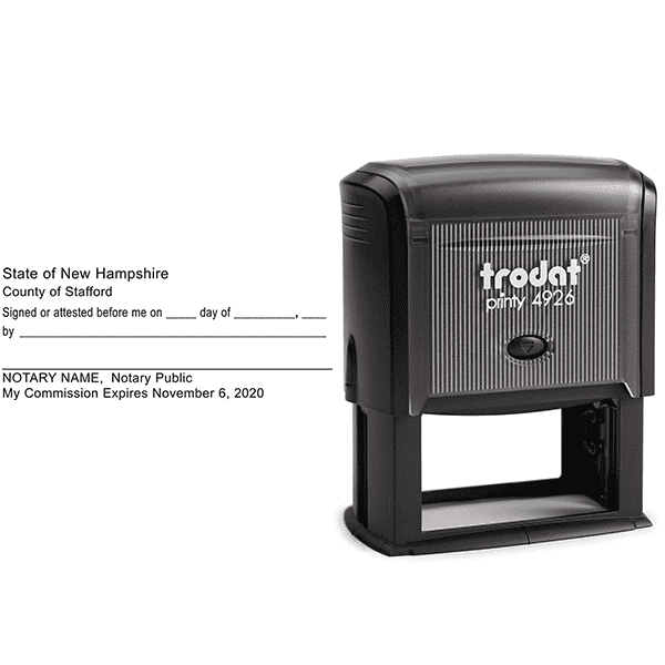 New Hampshire Signature Witness Notary Stamp Body and Design