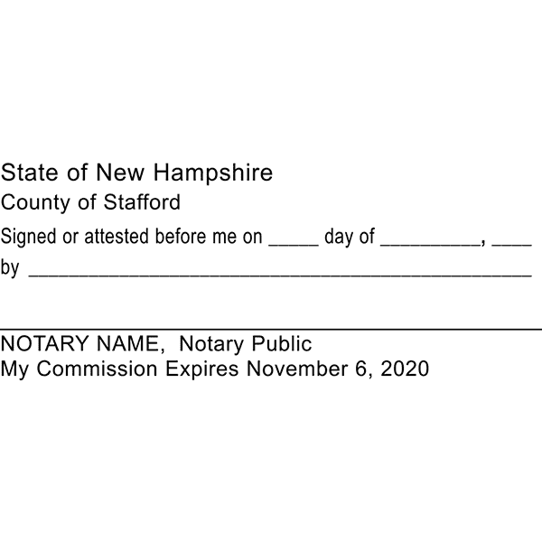 New Hampshire Signature Witness Notary Stamp Imprint Example