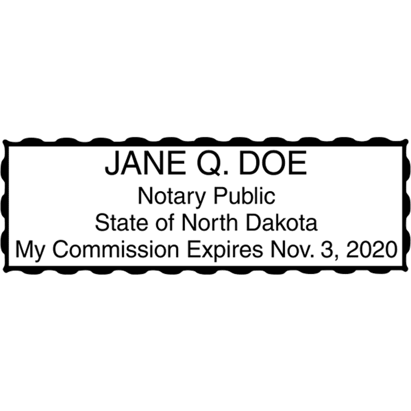 North Dakota Notary Stamp - Rectangular Imprint Example