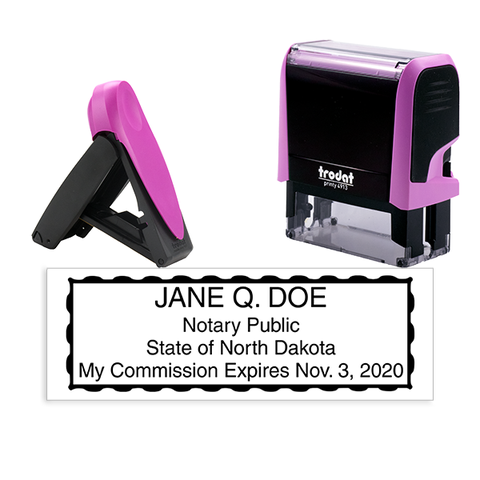 North Dakota Pink Rectangle Notary Stamp
