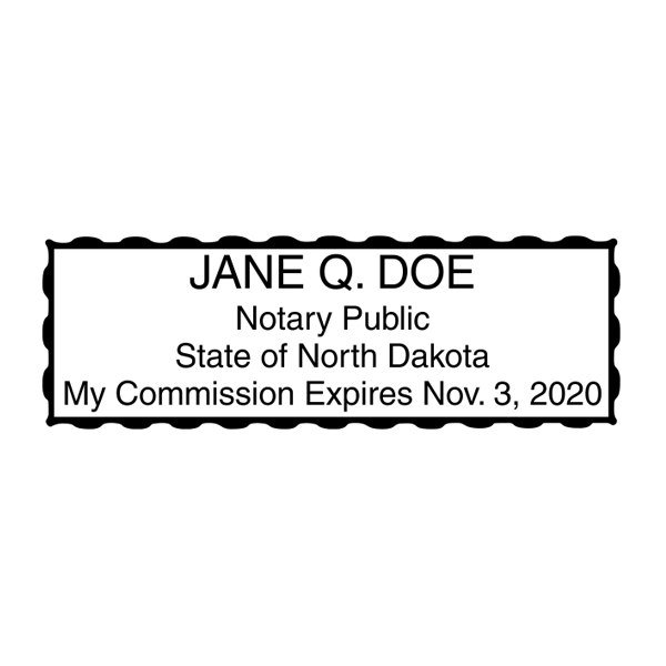 North Dakota Notary Pink Stamp - Rectangle Imprint Example