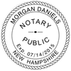 New Hampshire Notary Pink Stamp - Round Design Imprint Example
