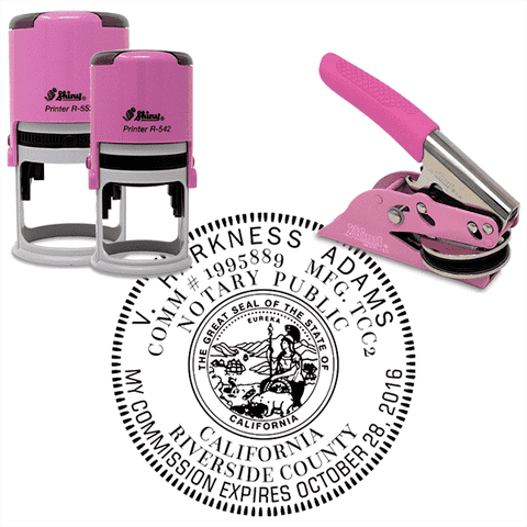 California Round Pink Notary Seal
