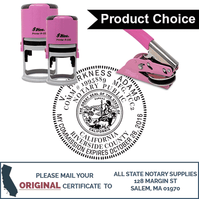 California Round Pink Notary Seal - alternate view