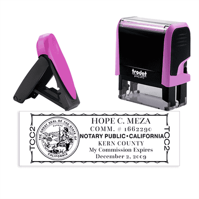 California Pink Rectangle Notary Stamp - alternate view