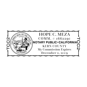 California Notary Pink Stamp - Rectangle Imprint Example