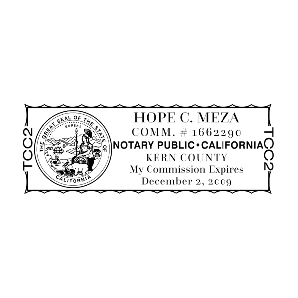 California Notary Pink Stamp - Rectangle Imprint Example