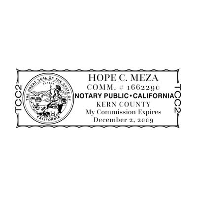 California Pink Rectangle Notary Stamp - alternate view