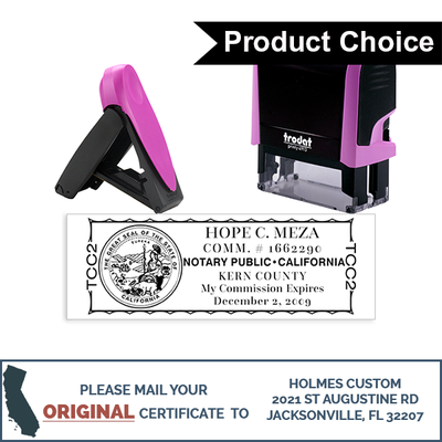California Notary Pink Stamp - Rectangle