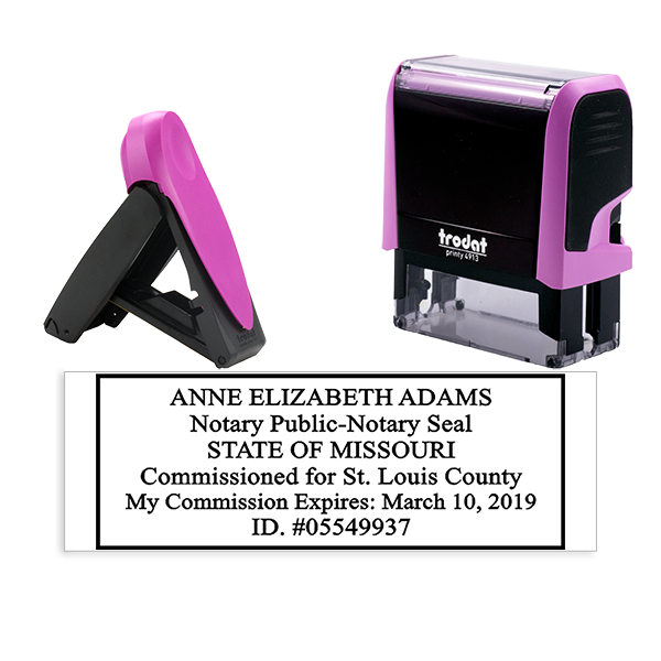 Missouri Pink Rectangle Notary Stamp