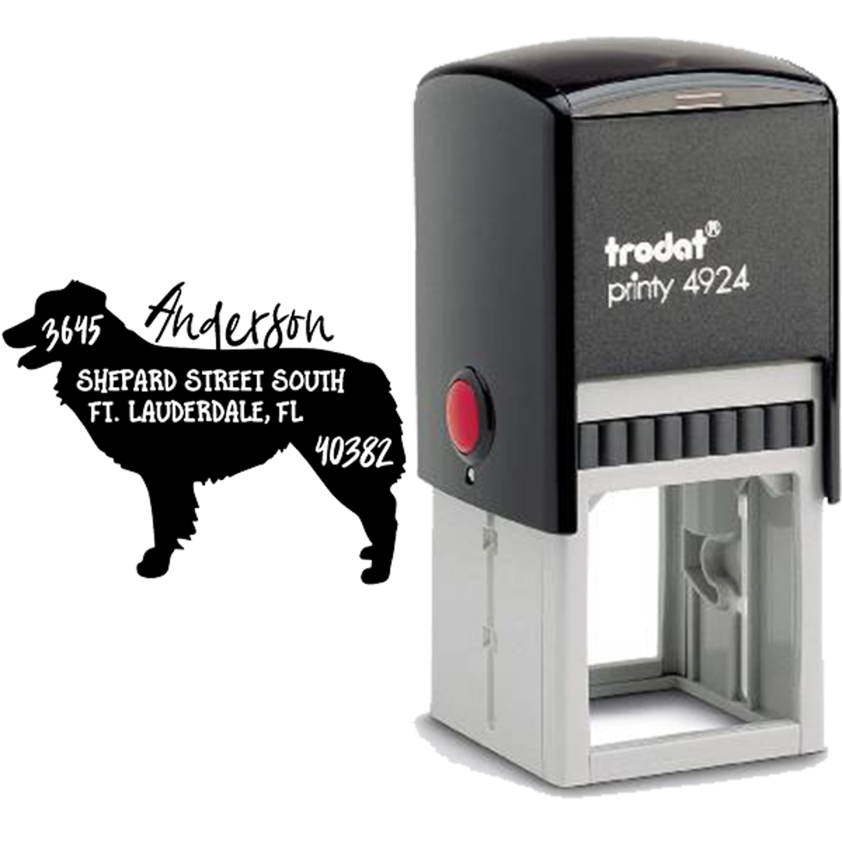 Australian Shepherd Dog Address Stamp Body and Design