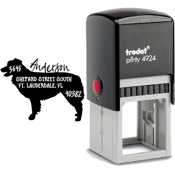 Australian Shepherd Dog Address Stamp Body and Design