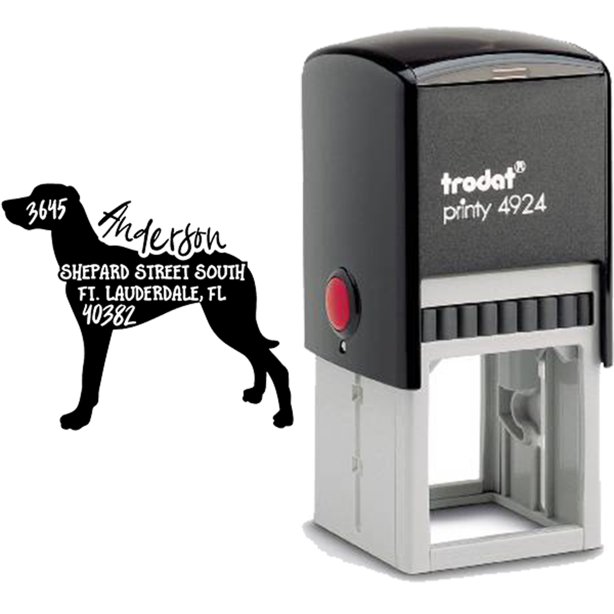 Weimaraner Dog Address Stamp Body and Design