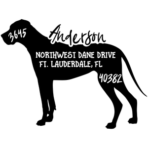 Great Dane Uncropped Ears Dog Address Stamp