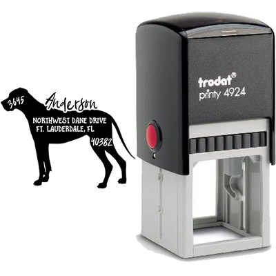 Great Dane Uncropped Ears Dog Address Stamp - alternate view