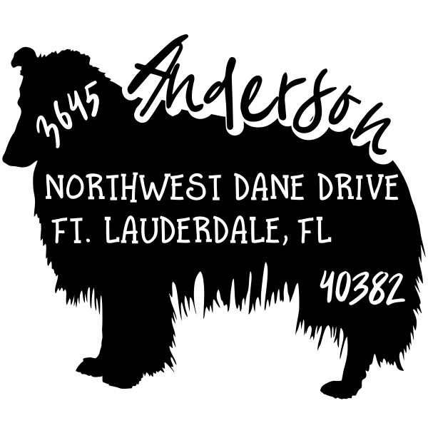 Rough Collie Dog Address Stamp