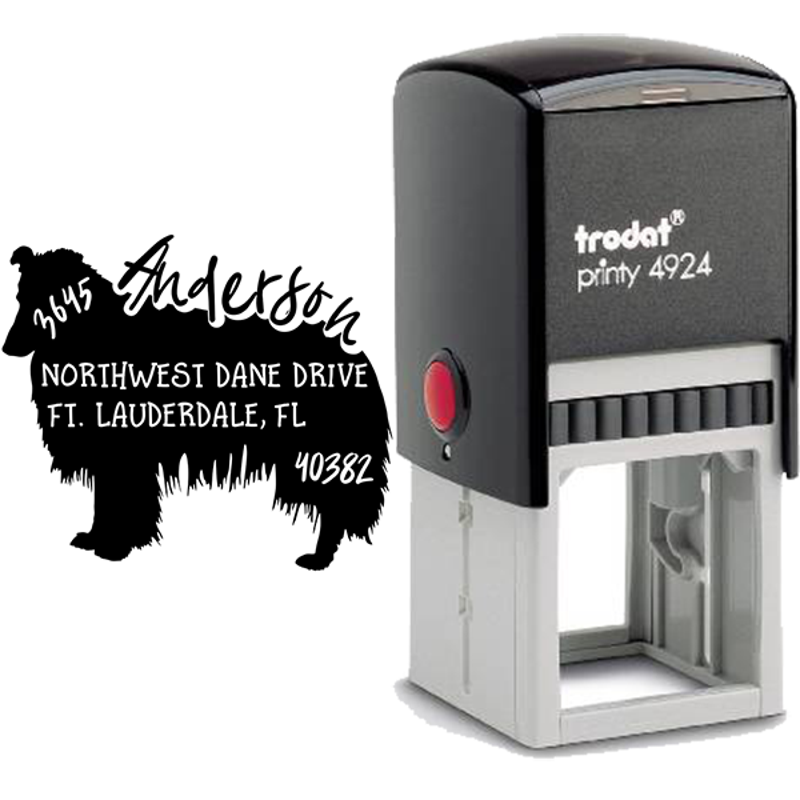Rough Collie Dog Address Stamp Body and Design