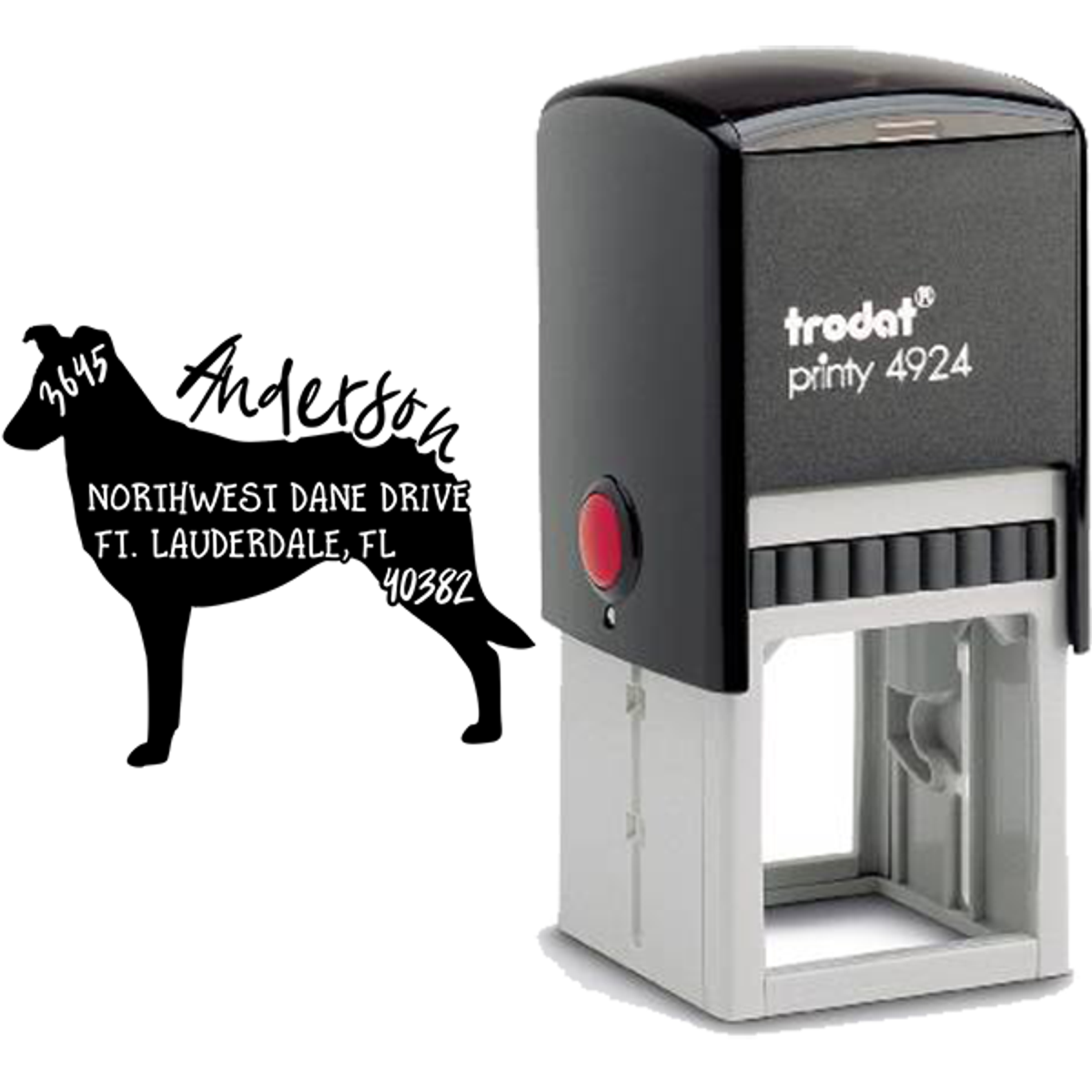 Smooth Collie Dog Address Stamp Body and Design