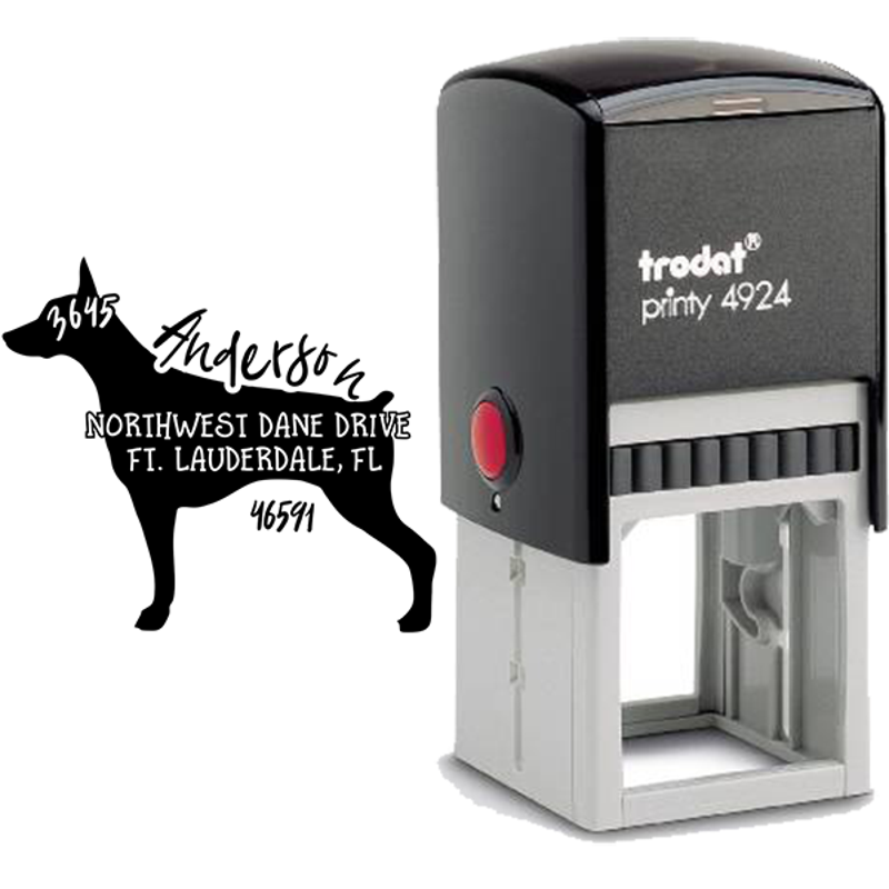 Doberman Pinscher Dog Address Stamp Body and Design