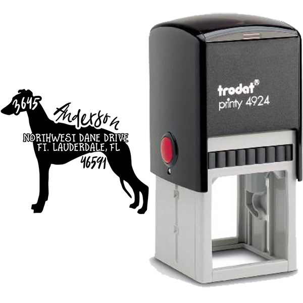 Whippet Dog Address Stamp Body and Design